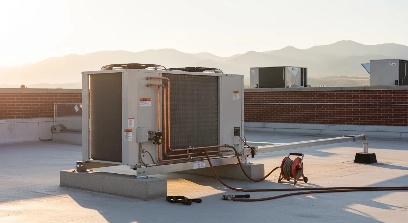 Commercial HVAC system installation on a business building