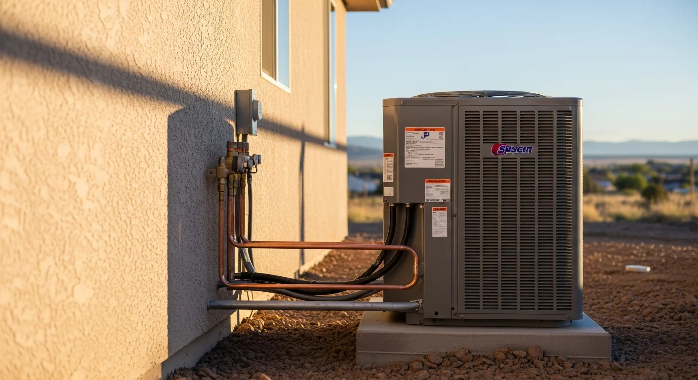 HVAC technician servicing an air conditioning unit